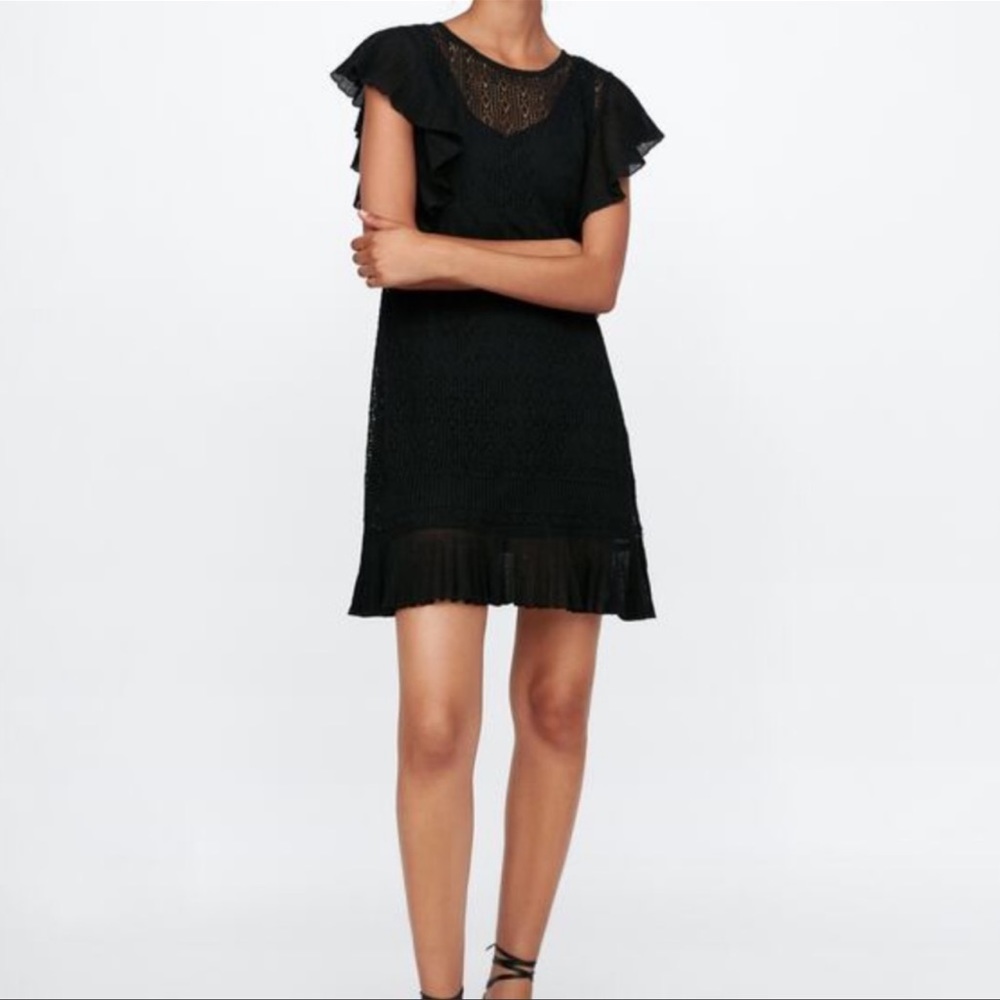 NWT Zara Black Textured Dress Medium